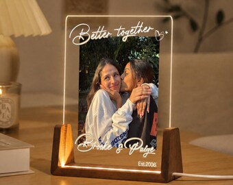 Personalized Soul Sister LED Night Light, Custom Friendship Birthday Gift, Soul Sister Photo Plaque, Gift For Bestie, Besties Photo Light