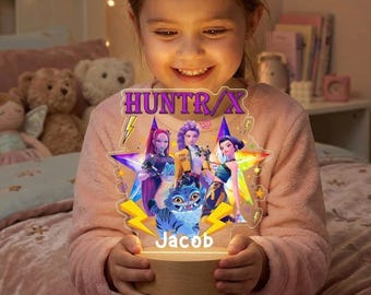 Personalised K-POP DEMON Night Light, Custom Kpop Merch Lamp With Name For Girls, Girl Bedroom Decor, Hunter Girls Gift, Birthday Gift