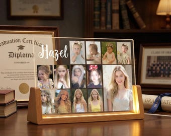 Personalized School Years Photo Light, Custom Pre K to Graduation School Picture Frame, Grade School Photo Keepsake, Senior Gift For Her him