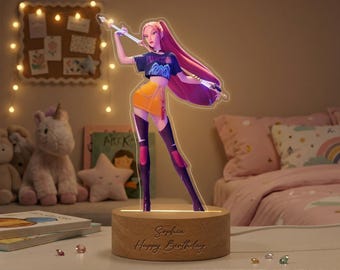 Personalised K-POP DEMON Night Light, Custom Kpop Merch Lamp With Name For Girls, Girl Bedroom Decor, Hunter Girls Gift, Birthday Gift