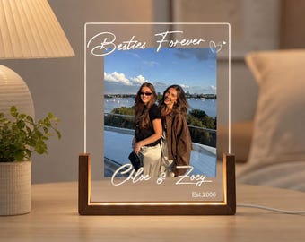 Personalized Soul Sister LED Night Light, Custom Friendship Birthday Gift, Soul Sister Photo Plaque, Gift For Bestie, Besties Photo Light