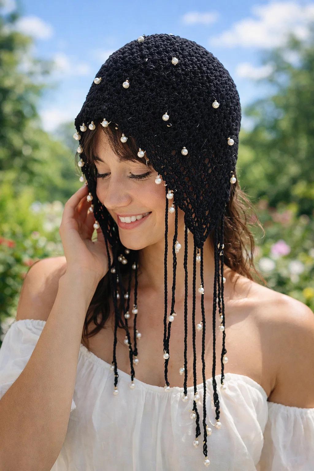 Handmade Crochet Pearl Tassel Hat – Bohemian Ethnic Cap - Etsy