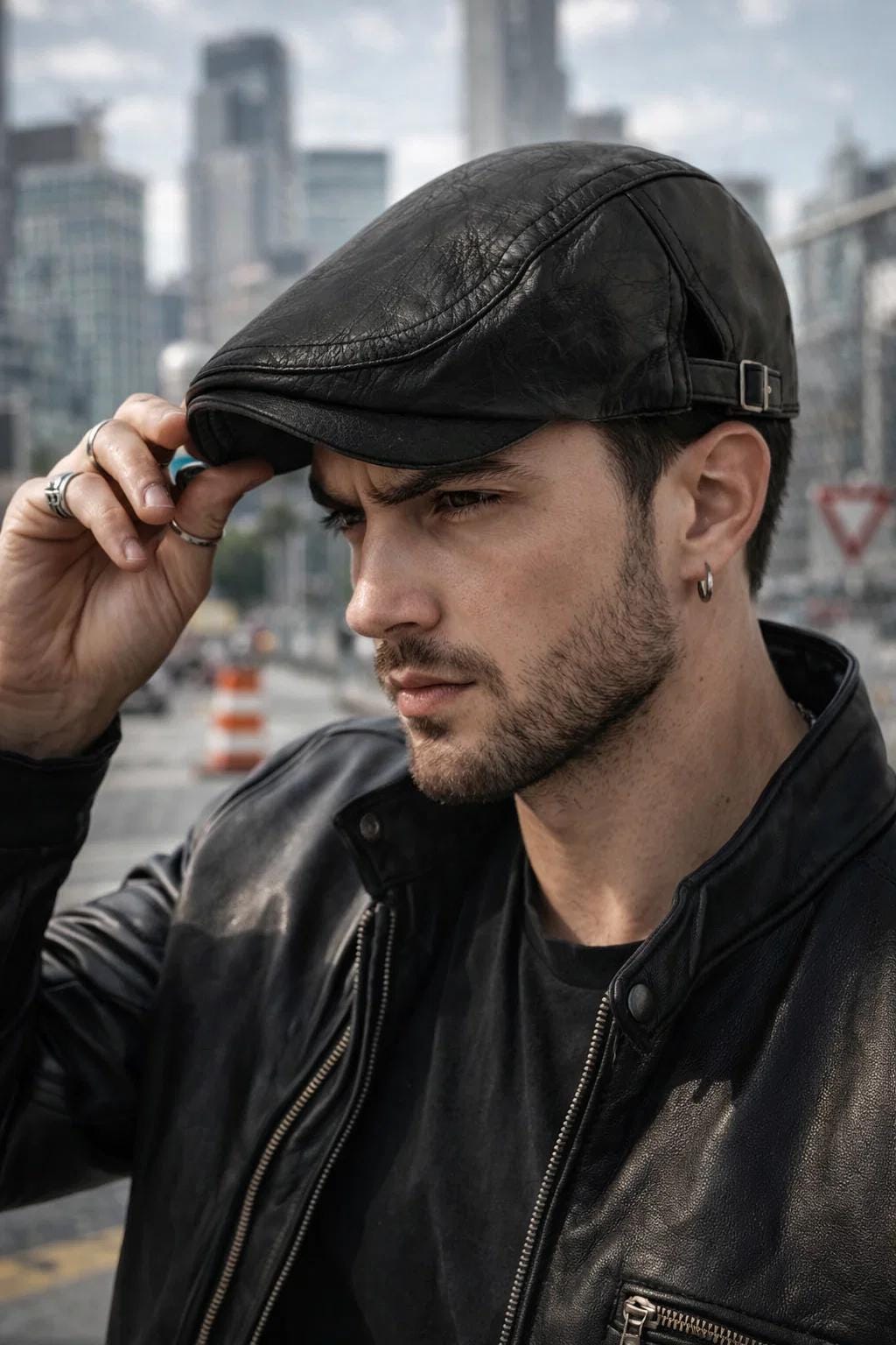 Pu Leather Newsboy Cap Hat - Etsy display picture 3