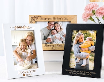 Custom Wood Photo Frame, Engraved Picture Frame Gift, Bespoke Engraving Frame, Personalised Home Decor Any Occasion, Engraved Family Gift