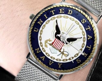 Men's U.S. Navy Custom 40MM All Stainless Steel Monogram Quartz Watch
