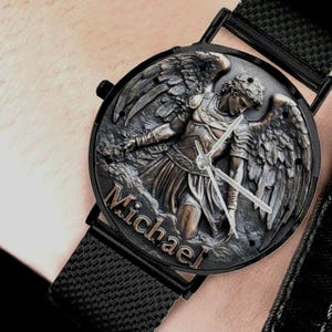 Men's Saint Michael 3D 40MM All Stainless Steel Monogram Quartz Watch