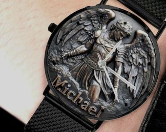 Men's Saint Michael 3D 40MM All Stainless Steel Monogram Quartz Watch