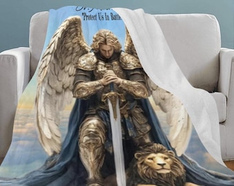 Couverture monogramme Saint Michael, flanelle, microfibre polaire, 60 x 80 pouces