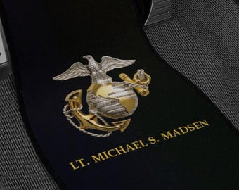 Tapis de sol sur mesure USMC Marine Corp Insignia 4 (PCS) monogramme avant et arrière pour voiture et camion