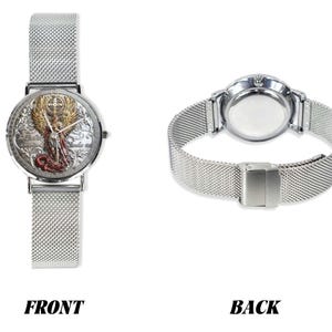 Men's Custom Made 3D St. Michael 40MM All Stainless Steel Monogram Quartz Watch