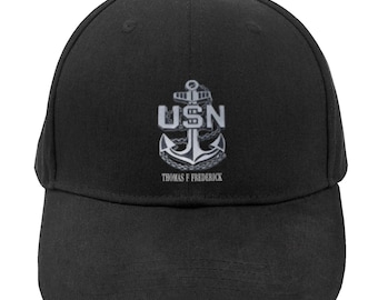 Casquette de baseball monogrammée bleu marine sur mesure avec insignes des États-Unis
