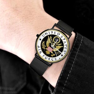 Men's U.S. Air Force Custom 40MM All Stainless Steel Monogram Quartz Watch