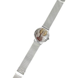 Men's Custom Made 3D St. Michael 40MM All Stainless Steel Monogram Quartz Watch