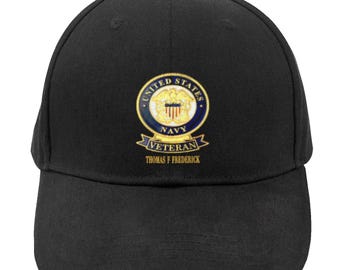 Casquette de baseball personnalisée vétéran de la marine américaine avec monogramme et insigne
