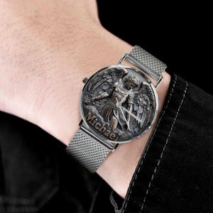 Men's Saint Michael 3D 40MM All Stainless Steel Monogram Quartz Watch
