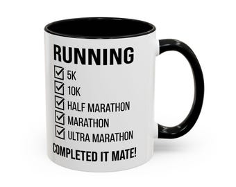 Running Checklist Mug | 5K 10K Half Marathon Ultra Marathon Completed It Mate!