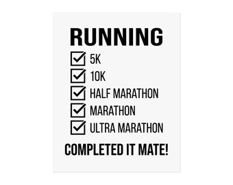 Running Milestones Checklist Poster | Fine Art Print, Marathon Runner Gift