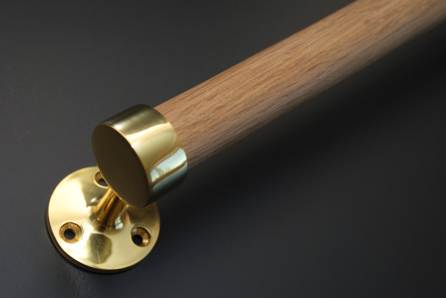 Polished Brass and White Oak Towel Bar Etsy