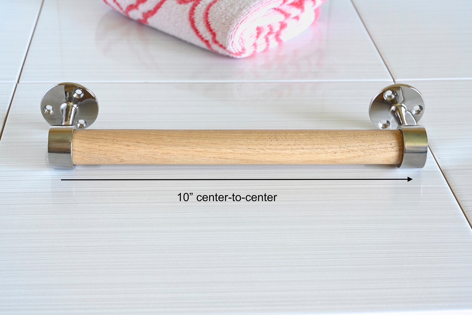 In Stock Polished Stainless and White Oak Towel Bar Ready to Etsy