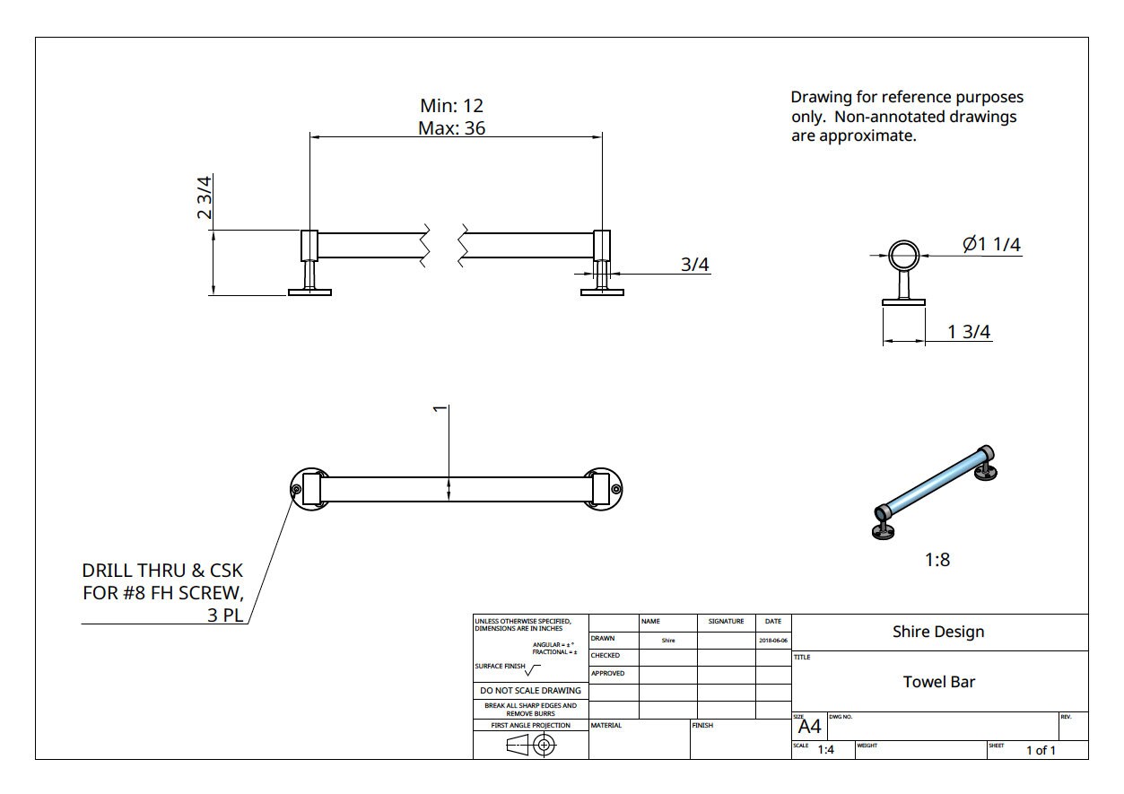 Barra de toalla de acero inoxidable pulido y nogal oscuro | Etsy