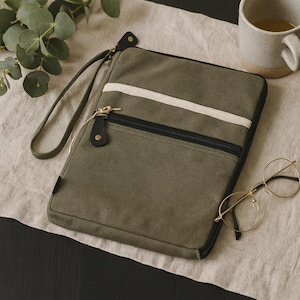 Large Canvas Laptop Bag Olive Green