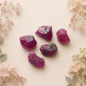 Rough ruby faceted grade 16 carats lot from Afghanistan | 5 pieces raw ruby for cutting