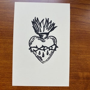 Sacred Heart LinoCut Block Print