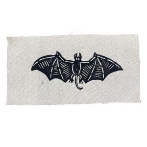 Fledermaus Aufnäher Linoldruck