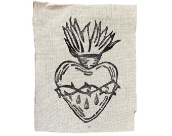Sacred Heart Patch LinoPrint