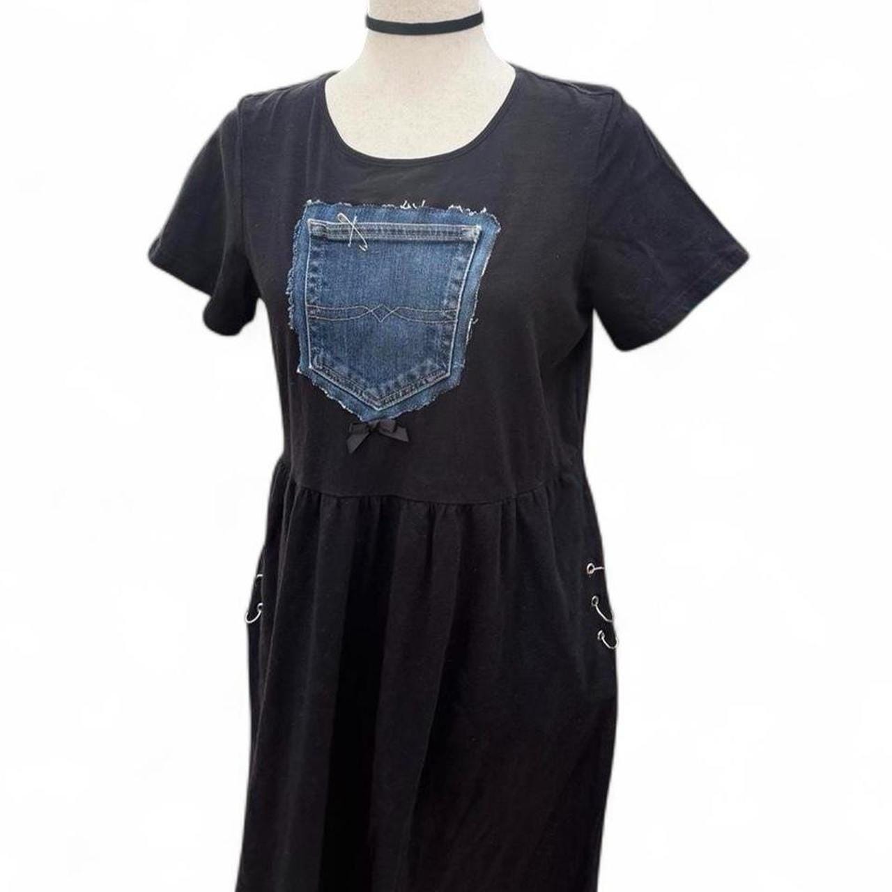 isabel marant leal denim dress Upcycled Goth Spring Dress | Three pockets with hardware embellishments
