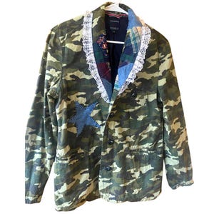 Upcycled Camo Patchwork Blazer | Military Jacket