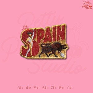 Spain Bullfight Patch, Matador and Bull Embroidery Badge, Spanish Culture Heritage Art, Iron On Sew On Hook and Loop Travel Souvenir Gift