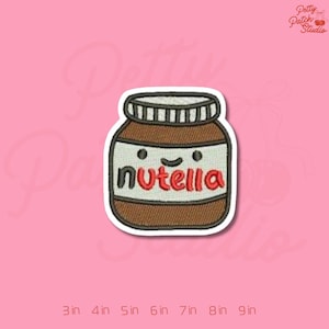 Nutella Jar Patch, Chocolate Hazelnut Spread Embroidery Badge, Iron On Sew On Hook and Loop Accessory, Foodie Gift for Jackets and Bags