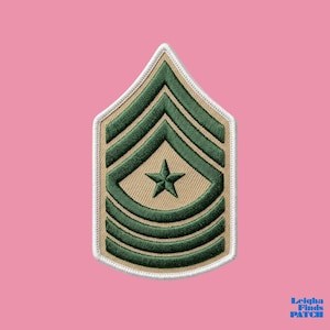 USMC Master Sergeant E8 Patch, Marine Corps Rank Insignia Embroidered Iron On Applique, Military Uniform Badge, Leigha Finds Patch Designs