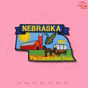 Artisan Owl Nebraska State Patch, Cornhusker State Map Embroidery, Retro NE Pride Iron On Badge, Travel Souvenir, Gift for Nebraskans