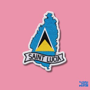 SAINT LUCIA Map Flag Embroidered Patch - Caribbean Island Souvenir Travel Badge Iron On for Backpacks & Jackets