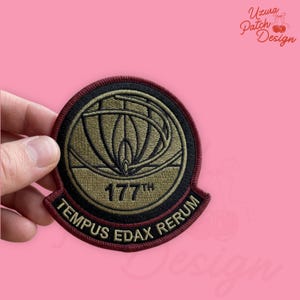 Tempus Edax Rerum Patch, 177th Embroidered Iron On Badge, Uzura Patch Design, Latin Quote Military Patch, Time Devourer of All Things Patch