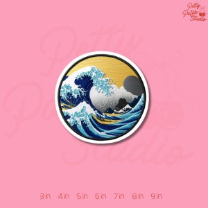 Great Wave off Kanagawa Patch, Hokusai Japanese Art Embroidery, Iron On Sew On Hook and Loop Badge, Ocean Wave Gift for Jackets and Bag