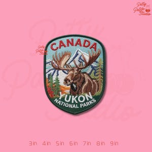 Canada Yukon National Parks Patch, Iron On Sew On Hook and Loop, Moose Embroidered Badge, Canadian Wildlife Souvenir, Hiking Backpack Gift