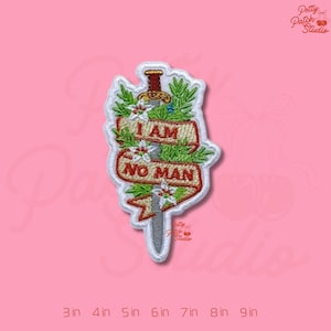 I Am No Man Patch, Fantasy Sword and Flowers Embroidery Badge, Shieldmaiden Warrior Art, Iron On Sew On Hook and Loop Feminist Gift