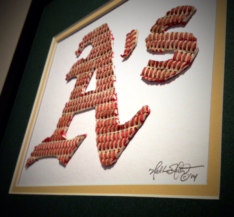 Oakland Las Vegas A's Original Artwork Made from Used Baseballs the Perfect Birthday Anniversary Graduation Mom Dad Coach Gift image 2