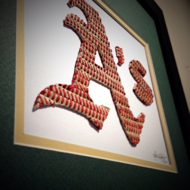 Oakland Las Vegas A's Original Artwork Made from Used Baseballs the Perfect Birthday Anniversary Graduation Mom Dad Coach Gift image 3