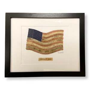 Baseball American Flag Original Artwork | Postseason Gifts for Dad Veterans Coach Wedding Graduation Birthday Anniversary Christmas Holiday