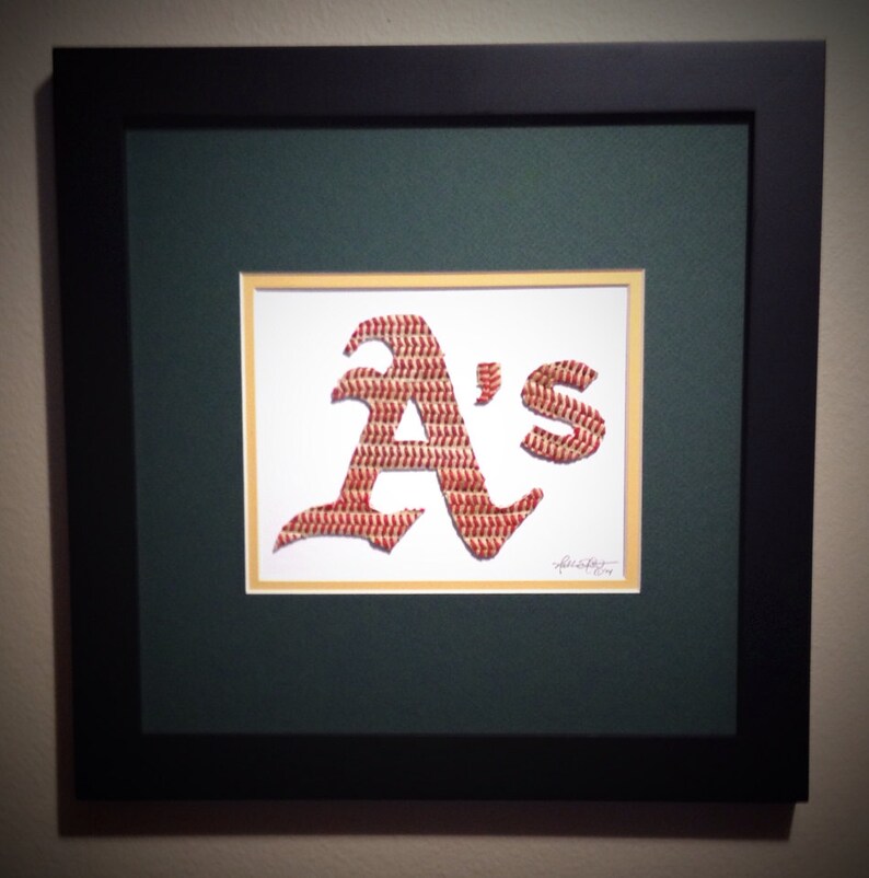 Oakland Las Vegas A's Original Artwork Made from Used Baseballs the Perfect Birthday Anniversary Graduation Mom Dad Coach Gift image 1