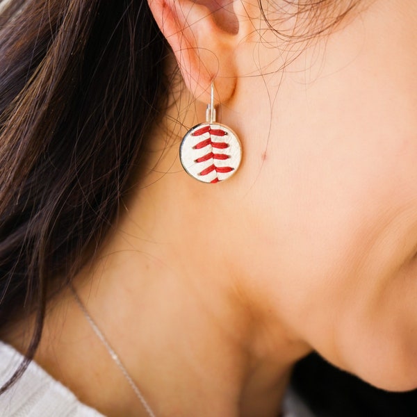 Authentic Baseball Seams Earrings | Handmade Gifts for Baseball Mom Jewelry Birthday Anniversary Holiday Valentines Day Gift Idea