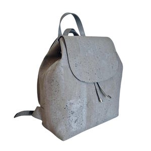 Chic Gray Backpack, 100% Soft Natural Cork, Drawstring