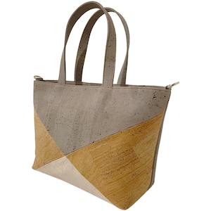 Leder Kork, Tricolor Tote & Crossbody Bag