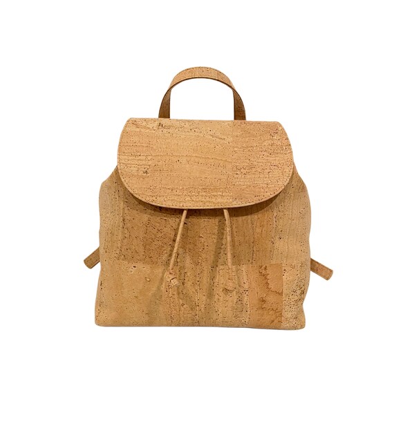Mochila elegante de color tostado natural, 100 corcho suave, con