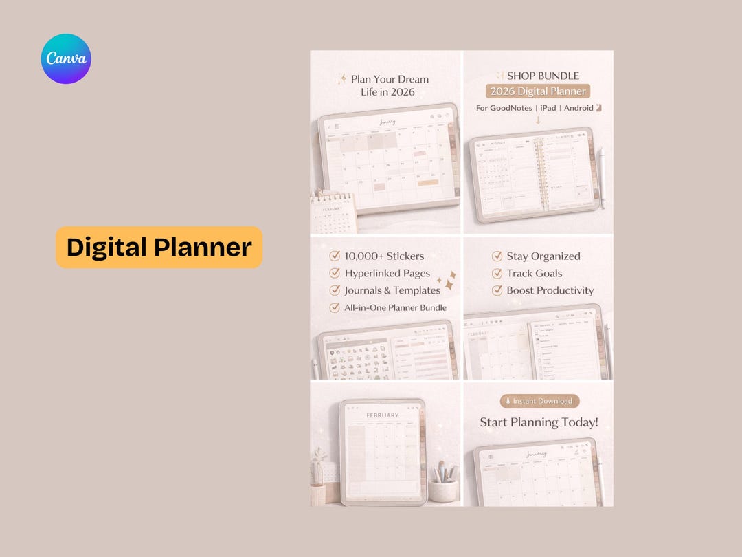 2026 Digital Planner Bundle, Goodnotes Ipad, Android Notability Planner ...