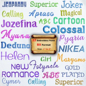 BX Embroidery fonts, 22 Embroidery fonts BX, Machine Embroidery Fonts in BX Format (Digital download)